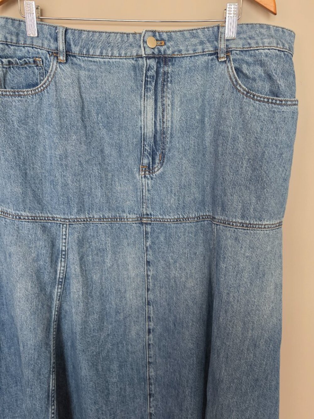 Mare Mare x Anthropologie Denim Flounce Midi Skirt Size XL - Picture 12 of 12